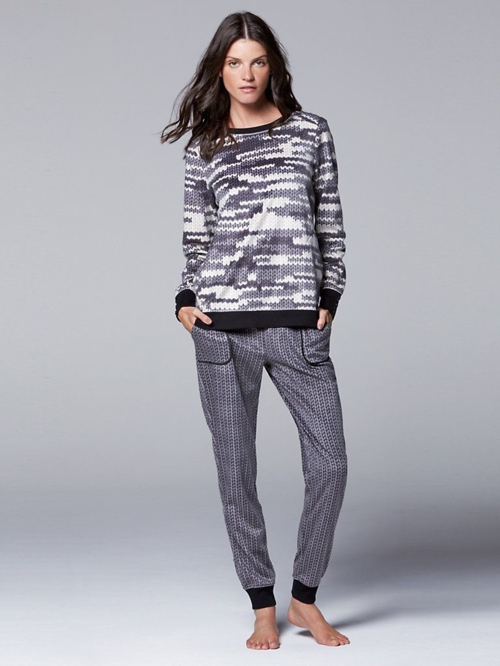 Simply Vera Vera Wang Pajamas Close Knit Microfleece Sleep Top & Pants Pajamas